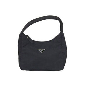 Prada Hobo Handbag Triangle Logo Plate Nylon Black